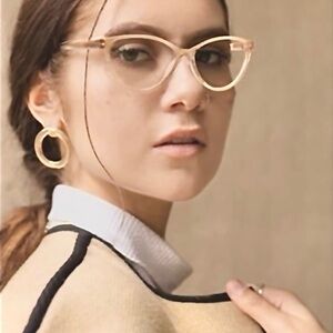 PRZENE Glittery Gold / Brown Blu-Light Blocking Readers Magnifies 4X